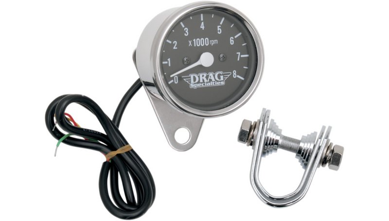 DRAG SPECIALTIES 2.4" Mini Electronic Tach - Stainless Steel Housing - Harley-Davidson '86-'03 - Backlit LED Black Face - 21-6930DSLEDB