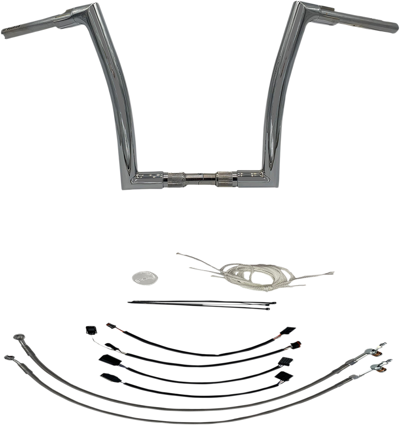 FAT BAGGERS INC. 1-1/2" EZ Install Flat Top Handlebar Kit - 14" - Chrome 609614