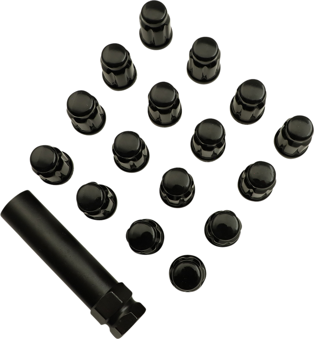 MOOSE UTILITY Lug Nut - Splined - 3/8" - Black - 16 Pack SPMO3803BL4