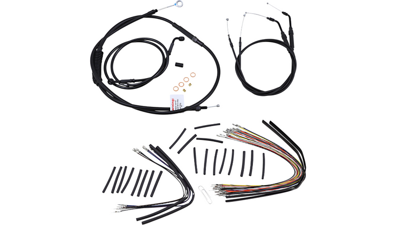 BURLY BRAND Cable Kit - Jail Bar - 10" Handlebars - Harley-Davidson '07-'13 - Black Vinyl B30-1139