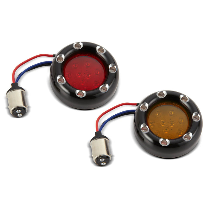 ARLEN NESS FIRE RING LED KITS FOR FACTORY TURN SIGNALS, BLACK - RED LENS / RED RING - 12-755