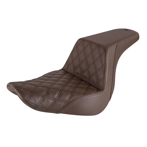 SADDLEMEN Step Up Seat - - 18+ Low Rider / Sport Glide - Lattice Stitched - Brown 818-29-172BR - PartsOutlet.com.au