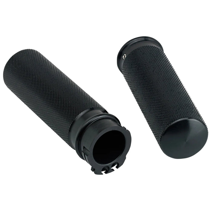 JOKER MACHINE Grips - Knurled - Cable - Black - Harley-Davidson 1982-2022 - 03-93-1