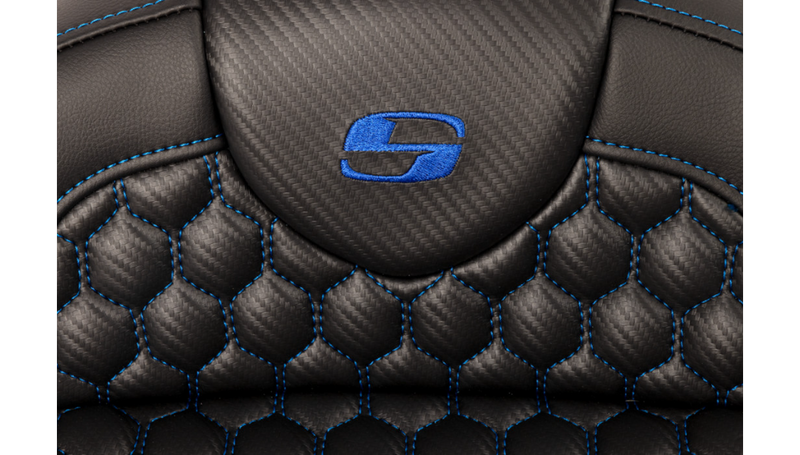 SADDLEMEN RoadSofa Seat - Honeycomb - Blue Stitch - with Backrest - FLH/FLT '08-'23 A808-07R-189BLU - PartsOutlet.com.au