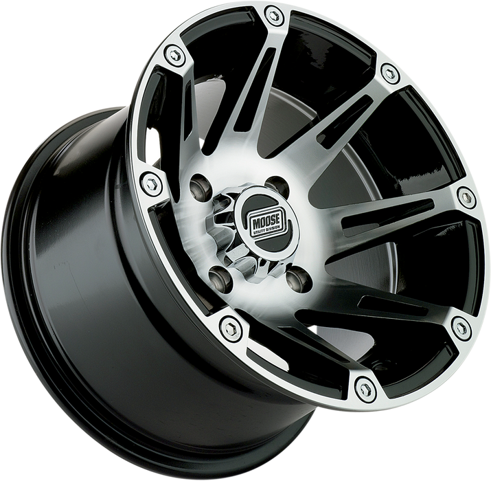 MOOSE UTILITY Wheel - 387X - Rear - Machined Black - 12x8 - 4/136 - 4+4 - 387MO128136BW4