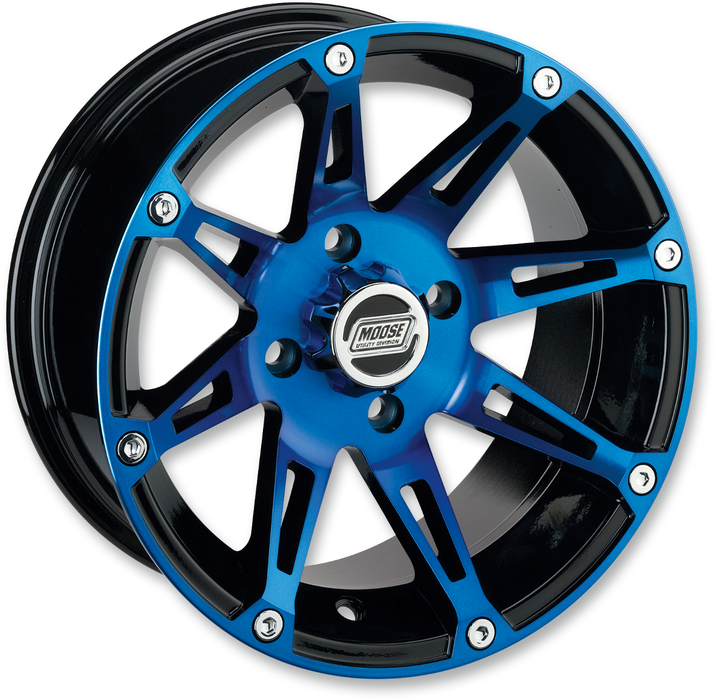 MOOSE UTILITY Wheel - 387X - Front - Anodized Blue/Black - 12x7 - 4/156 - 4+3 - Kawasaki/Polaris - 387MO127156BWB4