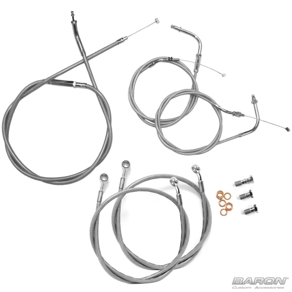 BARON Cable Line Kit - 15" - 17" - Kawaski '06-'19 VN900 - Stainless Steel BA-8074KT-16