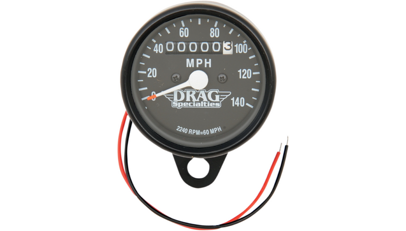 DRAG SPECIALTIES 2.4" MPH Mini LED Mechanical Speedometer/Indicators - Black Housing - Harley-Davidson '84-'95 - Black Face - 2240:60 - 21-6809BDS1