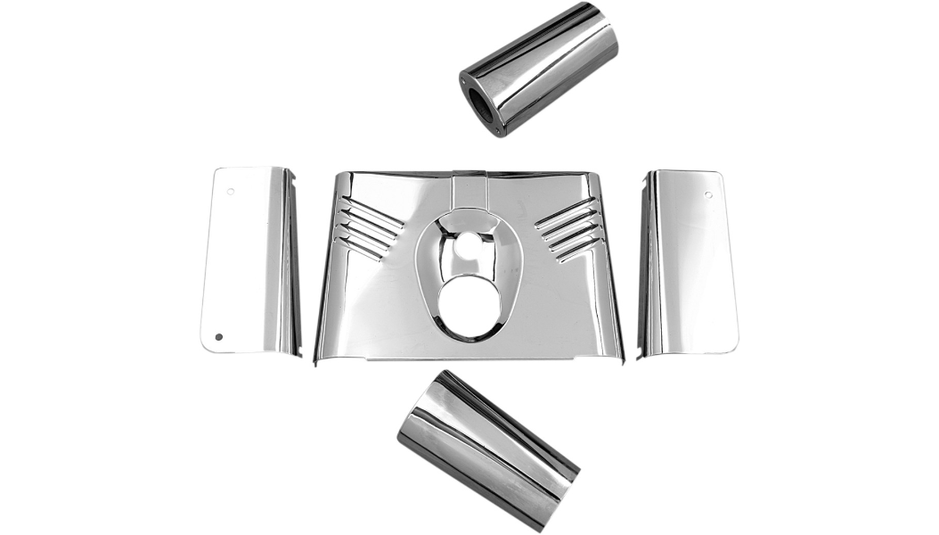 DRAG SPECIALTIES 5-Piece Fork Tins - Chrome - Ribbed -  '86-'17 FLST 74157