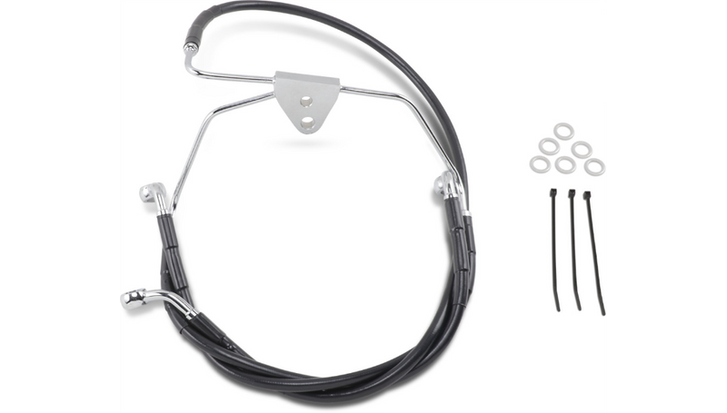 DRAG SPECIALTIES Brake Line - Front - Black - +2" - FLH '96-'07 - 660411-2BLK