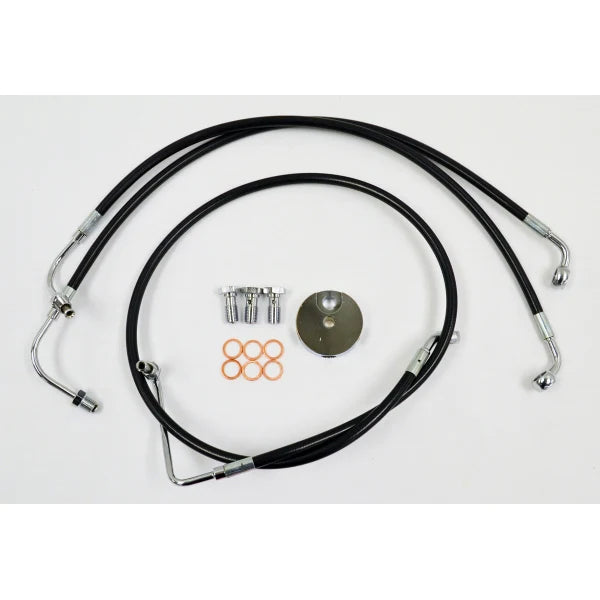 LA CHOPPERS BRAKE LINE BLACK VINYL COATED STAINLESS BRAIDED FOR 12"-14" APE HANGERS - FL '96-'07 - LA-8006B13B