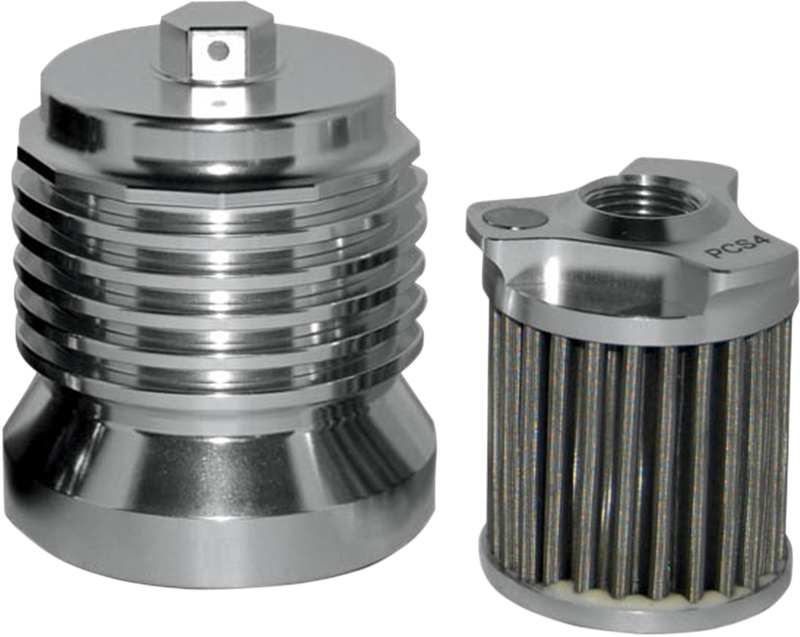 PC RACING Flo® "Spin-on" Oil Filter - Polished Aluminum - Aprilia/BMW/Buell/H-D/Moto Guzzi/Yamaha PCS4C