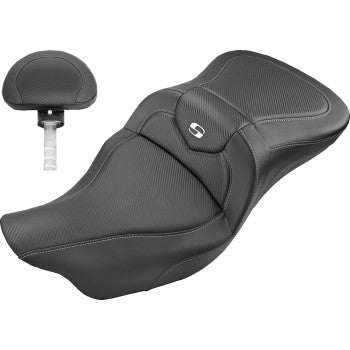 SADDLEMEN Road Sofa Seat - Carbon Fiber - W/Backrest - FL '08-'25 HD Touring - Street/ Road/ Electra - 808-07B-185BR