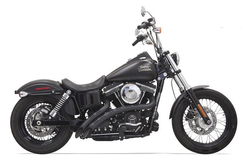 BASSANI XHAUST Sweeper Exhaust - 86+ Softail & 06+ Dyna - Black/Black 1SD2FBB - PartsOutlet.com.au