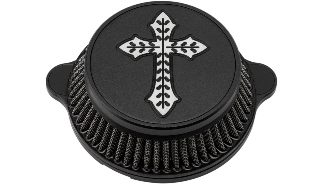 LA CHOPPERS Spanish Cross Air Cleaner - Black - M8 LA-2396-03B - PartsOutlet.com.au