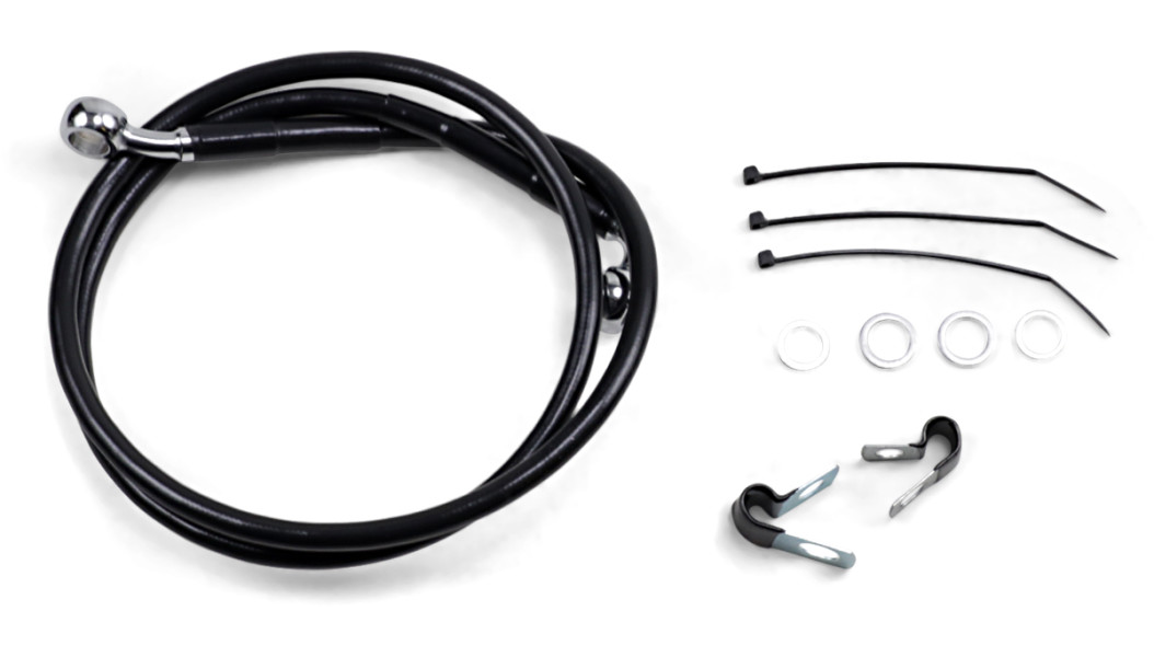 DRAG SPECIALTIES Brake Line - Front - Black - +2" - FXD '00-'05 640112-2BLK