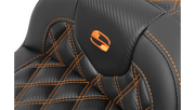SADDLEMEN RoadSofa Seat - without Backrest - Carbon Fiber - Orange Stitch - FL/FX '23-'24 - 823-07-20603 - PartsOutlet.com.au