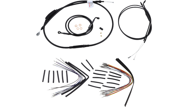 BURLY BRAND Cable Kit - Jail Bar - 12" Handlebars - Harley-Davidson '04-'06 - Black Vinyl B30-1136