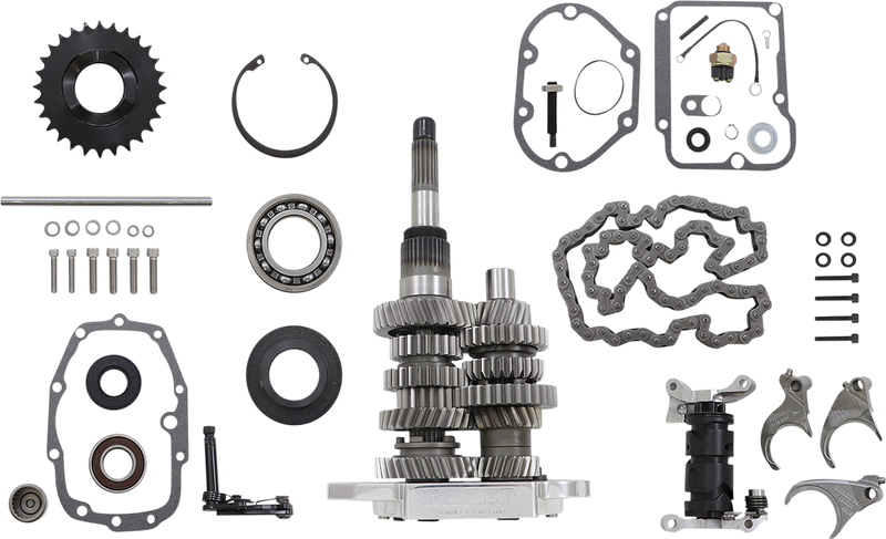 BAKER DRIVETRAIN Direct Drive Gear Set - 6-Speed - Harley-Davidson '90-'97 - Polished DD6-411L-02 - PartsOutlet.com.au