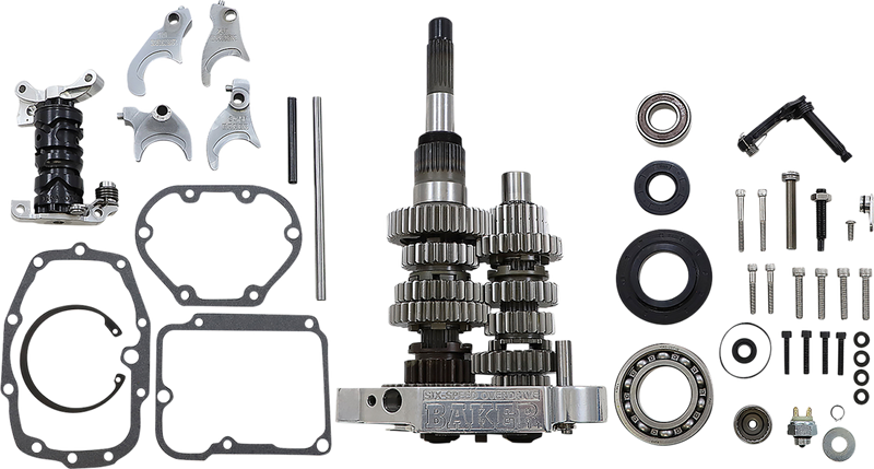 BAKER DRIVETRAIN 6-Speed Gear Set - Harley-Davidson '98-'99 - Polished OD6-401S-02 - PartsOutlet.com.au