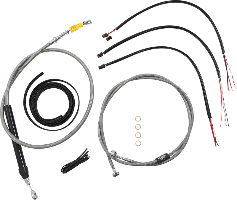 LA CHOPPERS Handlebar Cable/Brake Line Kit - Quick Connect - Complete - 18" - 20" Handlebars - Stainless - Softail '18-'22 - LA-8156KT2-19
