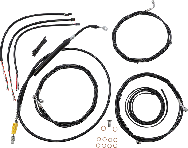 LA CHOPPERS Handlebar Cable/Brake Line Kit - Complete - 18" - 20" Handlebars - Black Vinyl - FLH '21-'22 - LA-8056KT2-19B