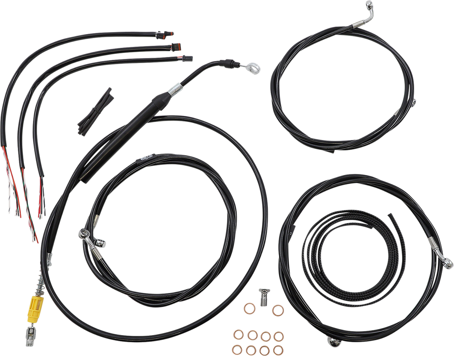 LA CHOPPERS Handlebar Cable/Brake Line Kit - Complete - 18" - 20" Handlebars - Black Vinyl - FL '21-'22 - LA-8056KT2-19B