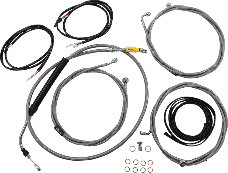 LA CHOPPERS Cable Kit - 18" - 20" Handlebars - ABS - Stainless - FLH '21-'22 - LA-8056KT3-19