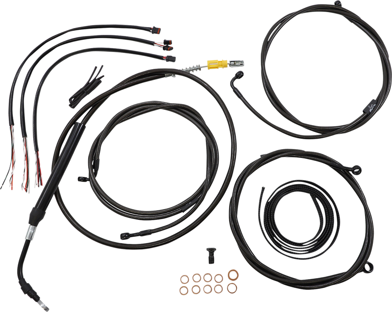 LA CHOPPERS Handlebar Cable/Brake Line Kit - Complete - 18" - 20" Handlebars - Midnight - Touring '21-'22 - LA-8056KT2-19M