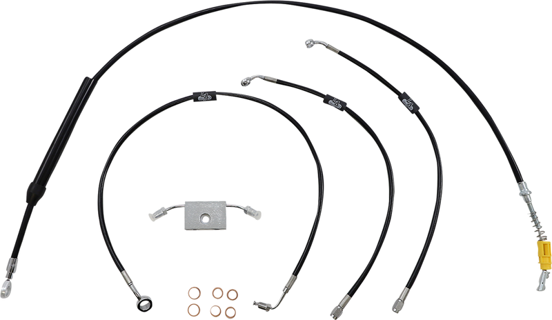 LA CHOPPERS Handlebar Cable/Brake Line Kit - Quick Connect - 12" - 14" Ape Hanger Handlebars - Black Vinyl - Softail '18-'22 - LA-8157KT-13B