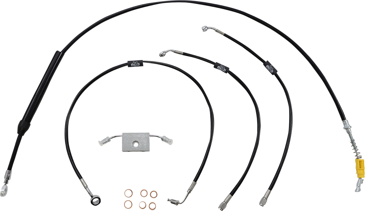 LA CHOPPERS Handlebar Cable/Brake Line Kit - Quick Connect - 12" - 14" Ape Hanger Handlebars - Black Vinyl - Softail '18-'22 - LA-8157KT-13B