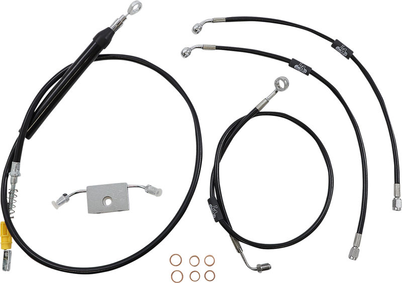 LA CHOPPERS Handlebar Cable/Brake Line Kit - Quick Connect - 15" - 17" Ape Hanger Handlebars - Black Vinyl - Softail '18-'22 - LA-8157KT-16B