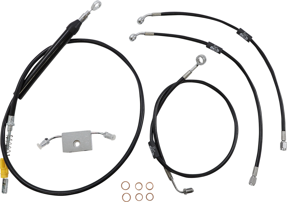 LA CHOPPERS Handlebar Cable/Brake Line Kit - Quick Connect - 15" - 17" Ape Hanger Handlebars - Black Vinyl - Softail '18-'22 - LA-8157KT-16B