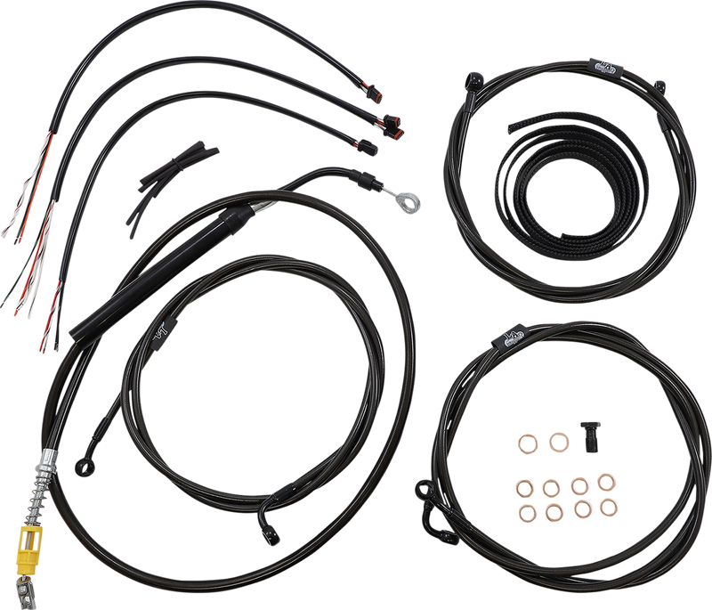 LA CHOPPERS Handlebar Cable/Brake Line Kit - Complete - 15" - 17" Handlebars - Midnight - Touring '21-'22 - LA-8056KT2-16M