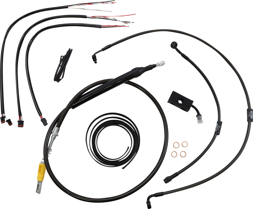 LA CHOPPERS Handlebar Cable/Brake Line Kit - Quick Connect - Complete - 15" - 17" Handlebars - Midnight - Softail '18-'22 - LA-8155KT2-16M