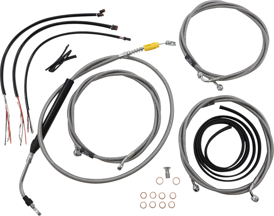 LA CHOPPERS Handlebar Cable/Brake Line Kit - Complete - 15" - 17" Handlebars - Stainless - FL '21-'22 - LA-8056KT2-16