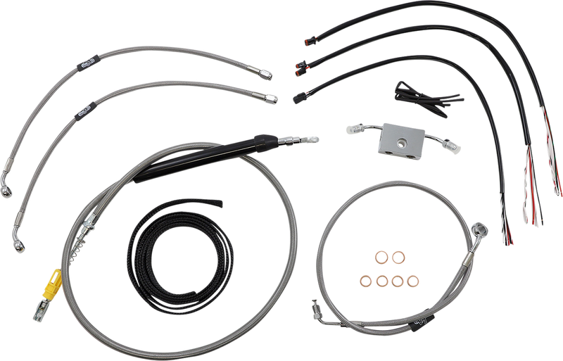 LA CHOPPERS Handlebar Cable/Brake Line Kit - Quick Connect - Complete - 15" - 17" Handlebars - Stainless - Softail '18-'22 - LA-8157KT2-16