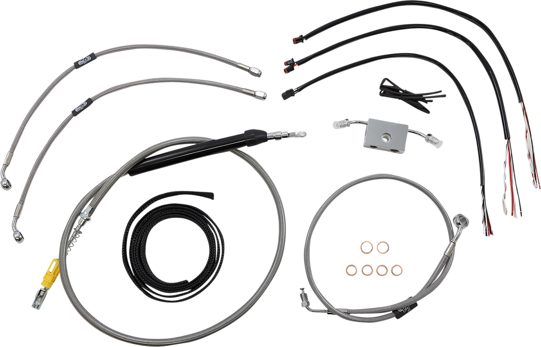 LA CHOPPERS Handlebar Cable/Brake Line Kit - Quick Connect - Complete - 15" - 17" Handlebars - Stainless - Softail '18-'22 - LA-8157KT2-16