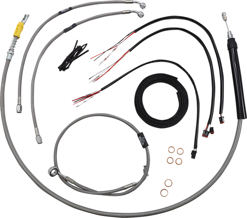 LA CHOPPERS Handlebar Cable/Brake Line Kit - Quick Connect - Complete - 12" - 14" Handlebars - Stainless - Softail '18-'22 - LA-8157KT2-13