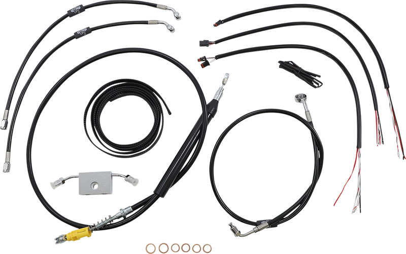 LA CHOPPERS Handlebar Cable/Brake Line Kit - Quick Connect - Complete - 18" - 20" Handlebars - Black Vinyl - Softail '18-'22 - LA-8157KT2-19B