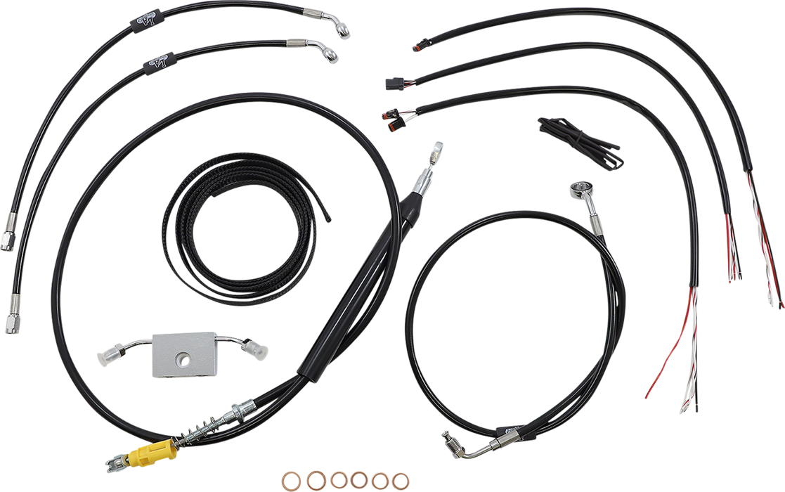 LA CHOPPERS Handlebar Cable/Brake Line Kit - Quick Connect - Complete - 18" - 20" Handlebars - Black Vinyl - Softail '18-'22 - LA-8157KT2-19B