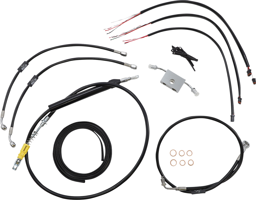 LA CHOPPERS Handlebar Cable/Brake Line Kit - Quick Connect - Complete - 15" - 17" Handlebars - Black - Softail '18-'22 - LA-8157KT2-16B