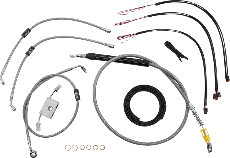 LA CHOPPERS Handlebar Cable/Brake Line Kit - Quick Connect - Complete - 18" - 20" Handlebars - Stainless - Softail '18-'22 - LA-8157KT2-19