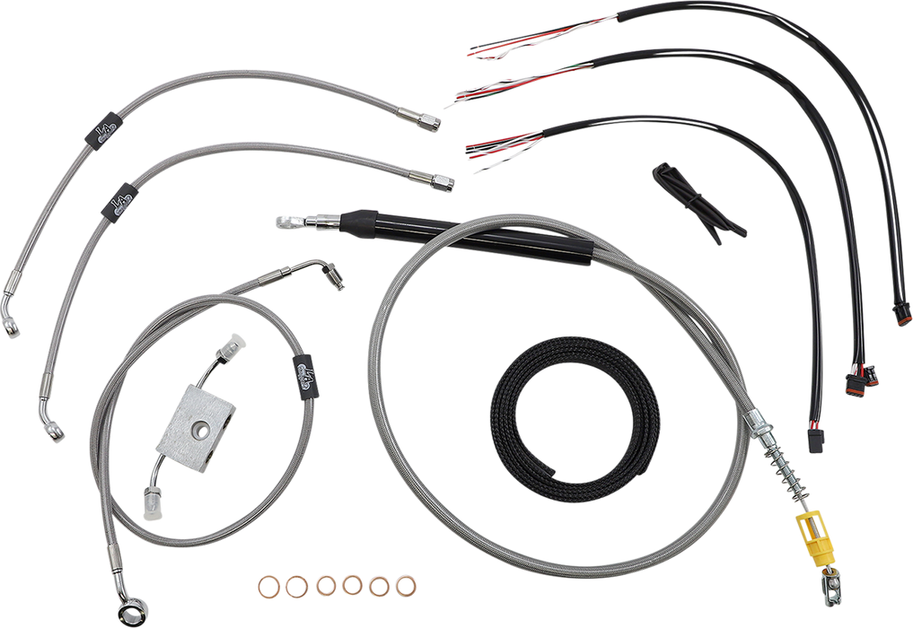 LA CHOPPERS Handlebar Cable/Brake Line Kit - Quick Connect - Complete - 18" - 20" Handlebars - Stainless - Softail '18-'22 - LA-8157KT2-19