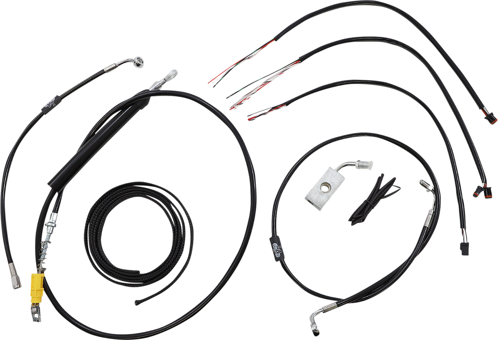 LA CHOPPERS Handlebar Cable/Brake Line Kit - Quick Connect - Complete - 18" - 20" Handlebars - Black Vinyl - Softail '18-'22 - LA-8155KT2-19B