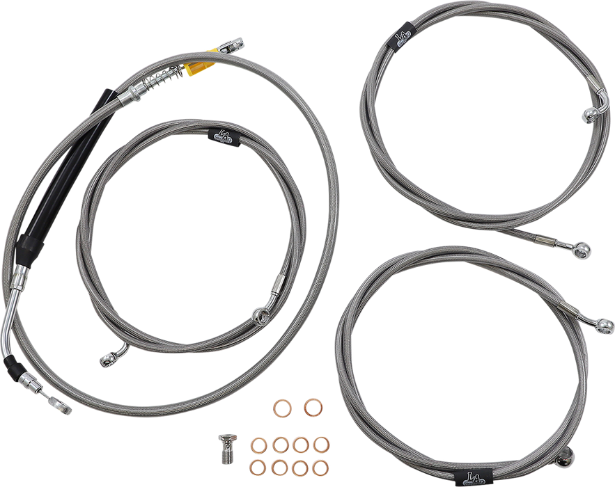 LA CHOPPERS Handlebar Cable/Brake Line Kit - 12" - 14" Ape Hanger Handlebars - Stainless Steel - FL '21-'22 - LA-8056KT-13