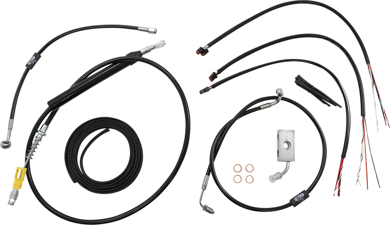 LA CHOPPERS Handlebar Cable/Brake Line Kit - Quick Connect - Complete - 15" - 17" Handlebars - 2018+ Softail -  Black - LA-8155KT2-16B