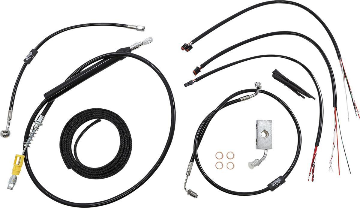 LA CHOPPERS Handlebar Cable/Brake Line Kit - Quick Connect - Complete - 15" - 17" Handlebars - 2018+ Softail -  Black LA-8155KT2-16B