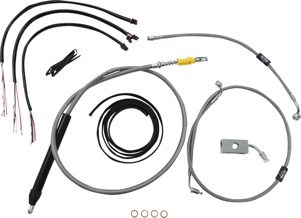 LA CHOPPERS Handlebar Cable/Brake Line Kit - Quick Connect - Complete - 18" - 20" Handlebars - Stainless - Softail '18-'22 - LA-8155KT2-19