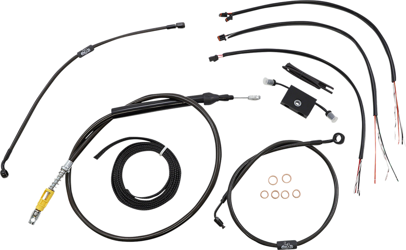 LA CHOPPERS Handlebar Cable/Brake Line Kit - Quick Connect - Complete - 15" - 17" Handlebars - Midnight - Softail '18-'22 - LA-8157KT2-16M